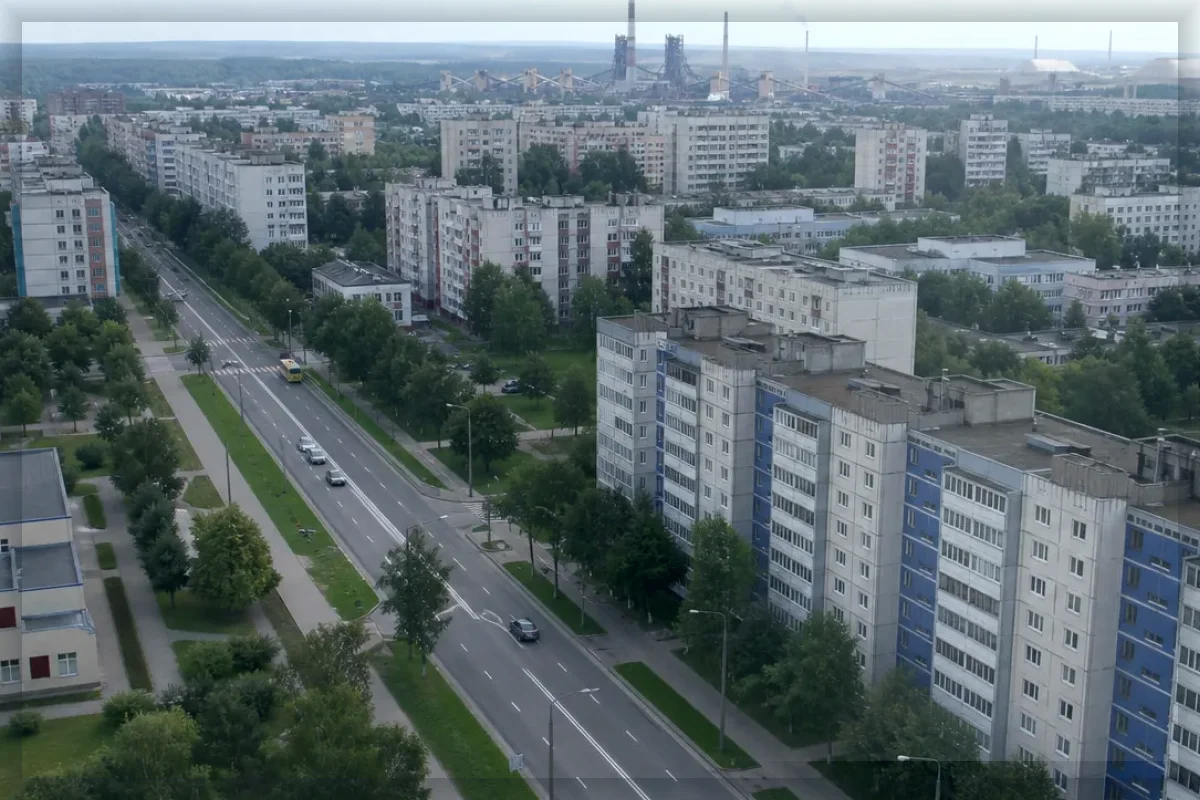 Вид из окна на Солигорск после остекления